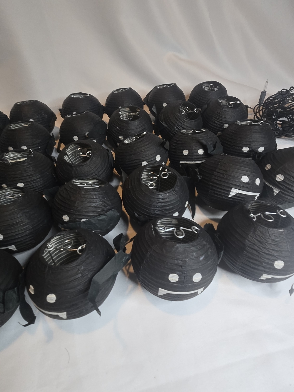 28 Halloween Bat Black Paper Lanterns with String of Lights Decor Decorations